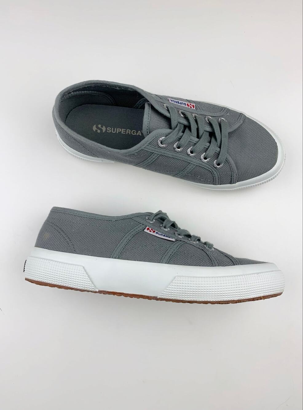 Superga 2750 Cotu Classic Grey Canvas Sneakers Casual Lace Up Women's 37.5 US 7